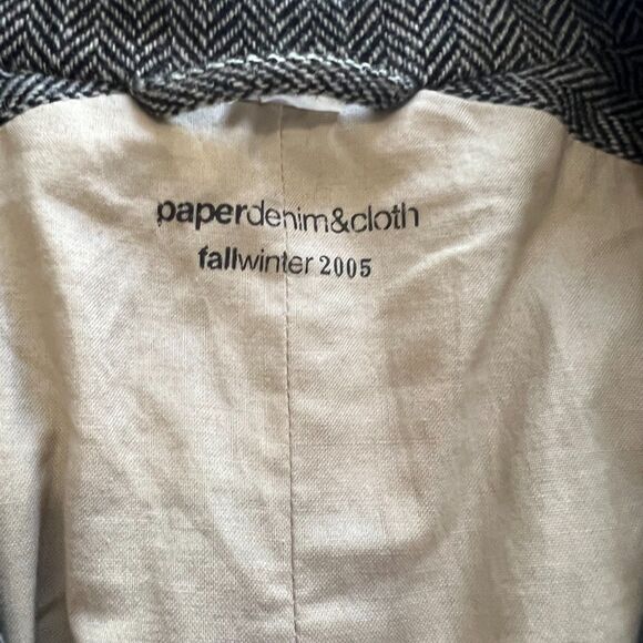 Paper Denim & Cloth Wool Herringbone Blazer 2005 Mens 4 Gray Tweed Sport Coat - Picture 3 of 10